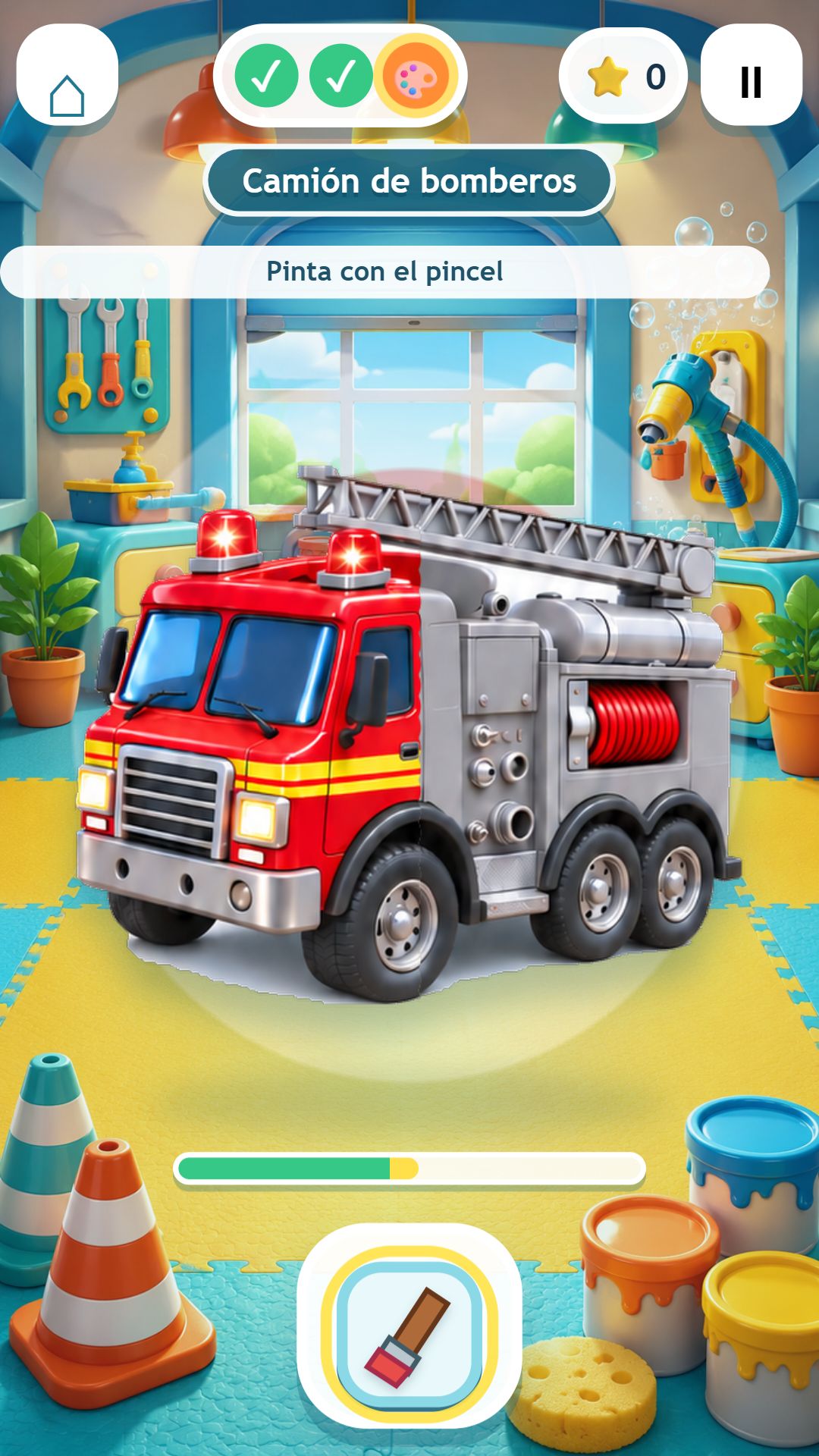 Pequeños Mecánicos — Pintura del camión de bomberos