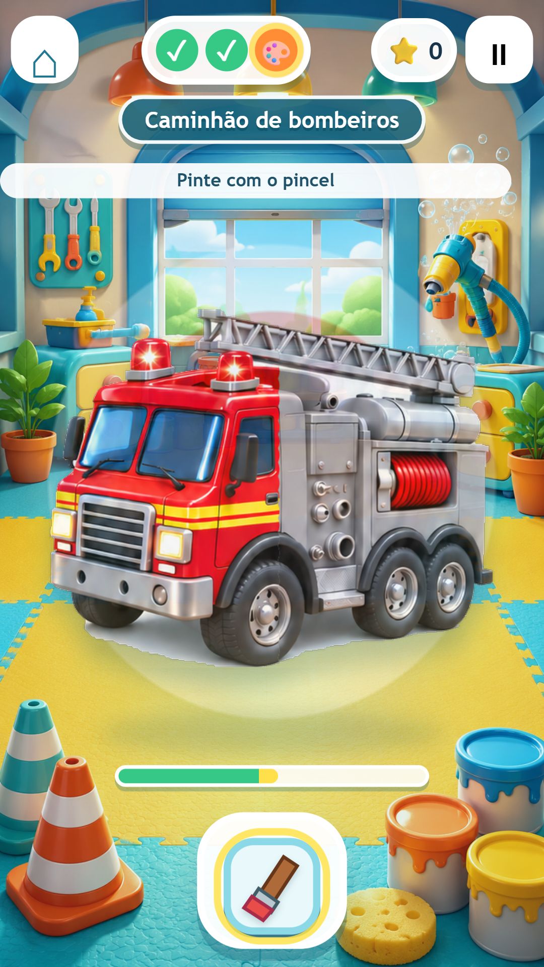 Pequenos Mecânicos — Pintura do caminhão de bombeiros